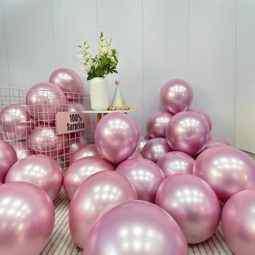 Image of Jobkoo 60Pcs Metallic Pink Balloons 5Inch Shiny Chrome Light Pink Balloon Light Purple Metallic Party Balloons Small Pink Chrome Helium Balloon for Birthday Baby Bridal Shower Wedding Party Decoration