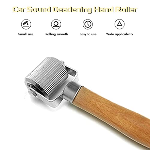 Car Sound Deadener Hand Roller Sound Noise Proof Insulation Tool For Auto Noise Roller Car Sound Deadening Application Installation Tool Rolling Wheel Interior Accessories With Wood Handle 1Pcs #TOP1