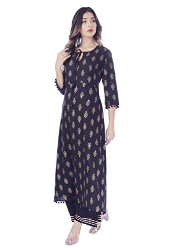 Image of Best Amazon Women's Kurti-Plazzo Comfortable Princess Cut Stitched Long Rayon Kurta-Palaazo - Designer Stylish and Readymade,Casual Dress for Women 3 /4 Sleeve