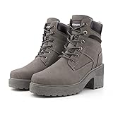  Winterschuhe Damen Winterstiefel Boots Damen Winter Stiefeletten Gefüttert High Heels Winterboots Bequeme Winterschuhe Warme Grau EU 39