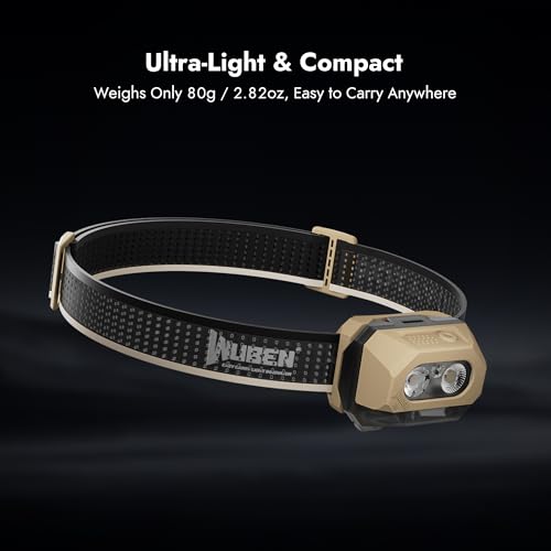 Image of WUBEN H4 LED Headlamp Rechargeable, 800 Lumens Super Bright Head lamp, IP68 Waterproof headlamp with Motion Sensor, Headlight Flashlight 10 Modes with Red Light, for Camping Fishing& Hiking Gear