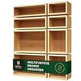 ROYAL CRAFT WOOD Luxury Bamboo Storage Box, Bin Set - Multi-Use Drawer Organizer for Kitchen, Bathroom, Office Desk, Makeup, Jewelry (8 Boxes)