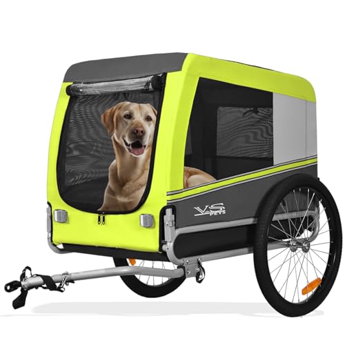 Tiggo VS Pets L Hundeanhänger groß Fahrradanhänger ca. 270L Volumen für mittelgroße und große Hunde bis 35 kg, Klappbar