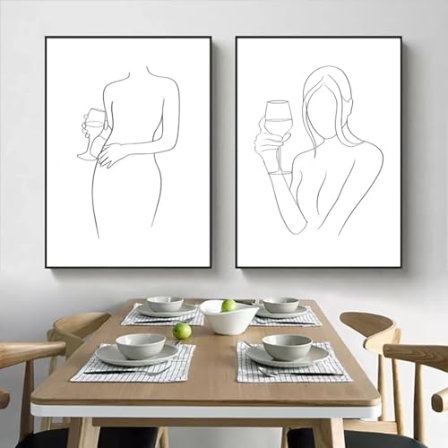 Affiches peinture vin noir et blanc 50x70cm pour salon design