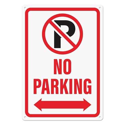 Panneau No Parking aluminium à double flèche 25,4x17,8 cm pour délimiter une zone interdite