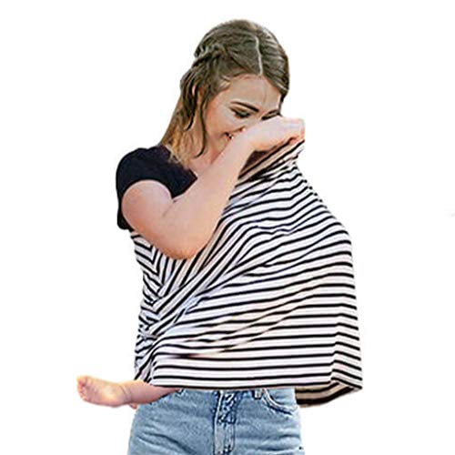 Breastfeeding Nursing Cover Ups 4 in 1- Multi-Functional Carseat Capsule Cover - Made from Natural Beech Wood Trees, Soft Stylish Stripes Design.