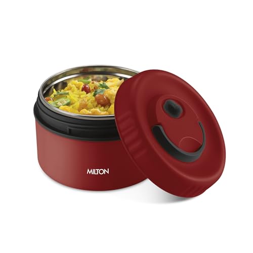 Image of MILTON Snack Box Big I Inner Steel, PU Insulated 510 ml I Leak Proof with Air Vent I Lunch Box for Office Use, School I Maroon