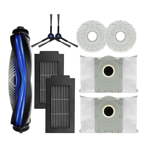 Image of 9Pcs Replacement Parts for Ecovacs T50 PRO Omni Vacuum Cleaner | 1 Main Roller Brush, 2 Side Brushes, 2 Filters, 2 Microfiber Mop Cloth & 2 Dust Bags