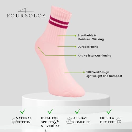 Women's Athletic Cotton Crew Socks with Cushion, Tennis, Breathable Socks2