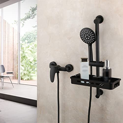 Mélangeur de douche anti-rouille en laiton noir mat pour optimiser le rangement