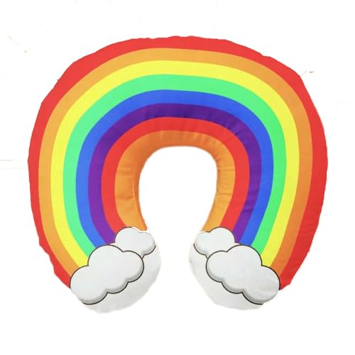 ZBDP - Almohada inflable en forma de U, diseño de rana, fresa, arco iris, almohada para el cuello, para viajes, accesorios de viaje para adultos