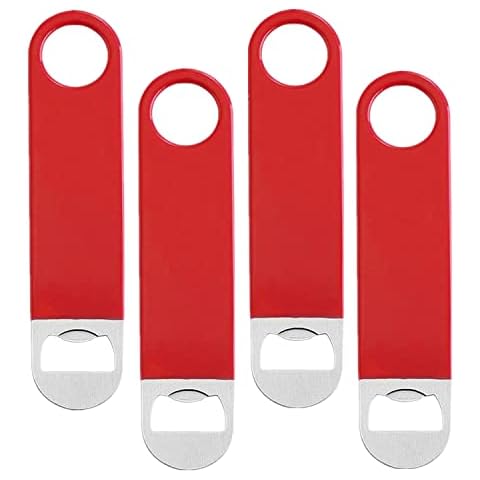 Opaceluuk 4 PCS Beer Bottle Openers,Bar Key for Bartender,Simple and Effective Flat Beer Openers(Skateboard-Red) Cover