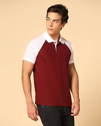 Image of INKKR Men's Solid Regular Fit T-Shirt ((FACTORY-A11)-(S)-Maroon FCT11 03