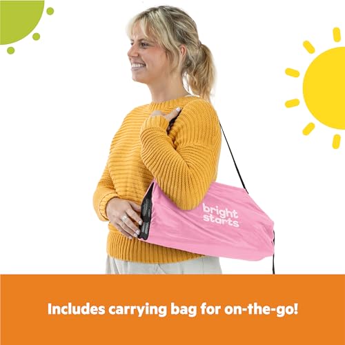 Image of Bright Starts Pop 'N Sit Portable Booster, Indoor /Outdoor Use, Floor Seat with Feeding Tray, Pink, 6 Mos - 3 Yrs (Pack of 2)