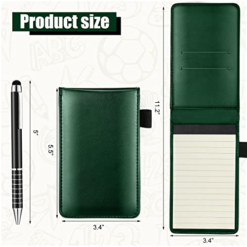Mini porte-bloc-notes vert 7,6x12,7 cm rechargeable avec stylo métal