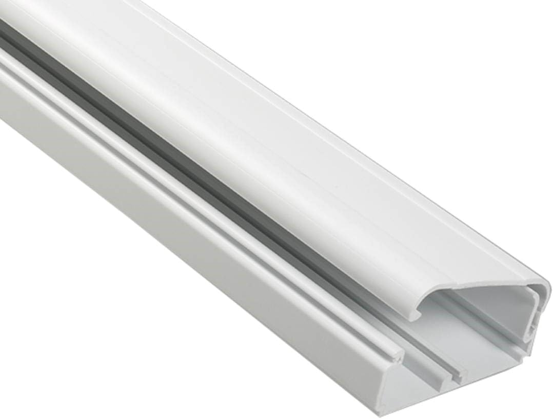 Kable Kontrol Cable Raceway Hinged Lid – 10 Pcs Bulk Pack Paintable PVC Wall Cord Cover Peel & Stick Self Adhesive Raceway UL 94‑V0 Flame Resistant Wire Hider – 1.5” W X 0.75” H X 60” L – White