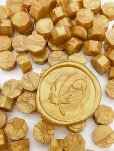 Colher para derreter cera de sinete clichê, carimbo literário de cera + 100 ceras (Cera dourada)