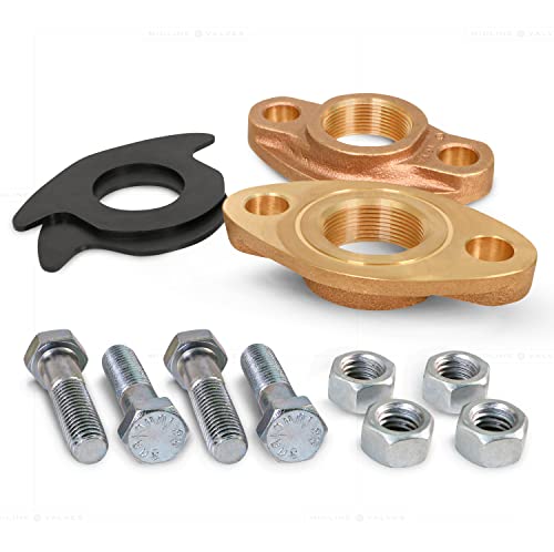 Image of Midline Valve XNGU112L-OM-5 Water Meter Hardware Kit Includes 2 Flanges, 2 Gaskets, 4 Nuts, 4 Bolts 1-1 /2 Connection Bronze (5 Pack), 1-1 /2 inch FIP