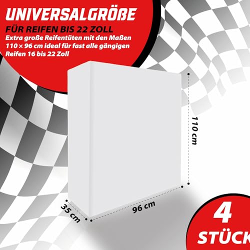 Pitlane Performance Reifentüten Reifentaschen Reifensäcke bis 22 Zoll, Tyre Bags Reifentasche Reifenabdeckung Reifensack Reifentüte Reifen Sack Reifenhülle (Weiß)