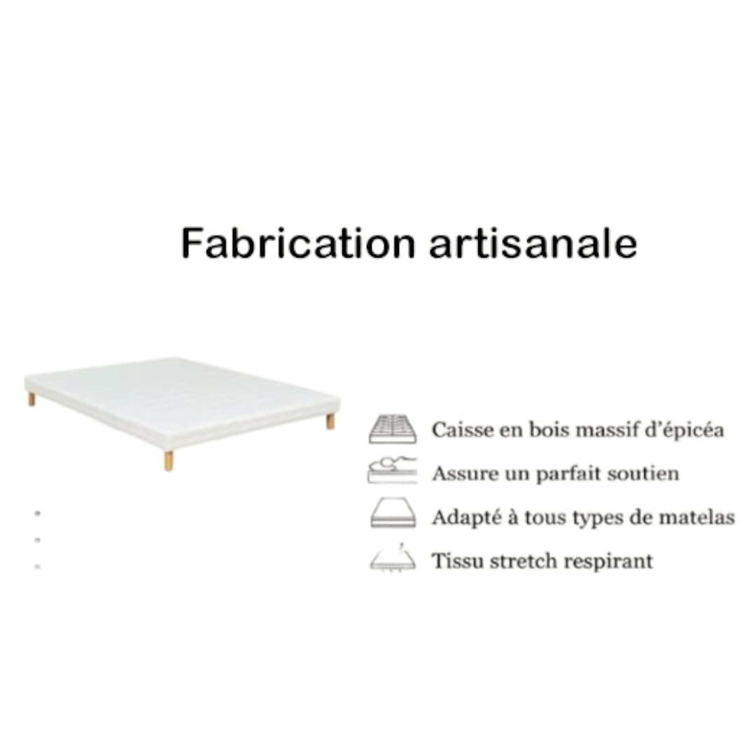 Sommier Doudou .Blanc(160x200cm) Fabrication Francaise.Pieds Offert.