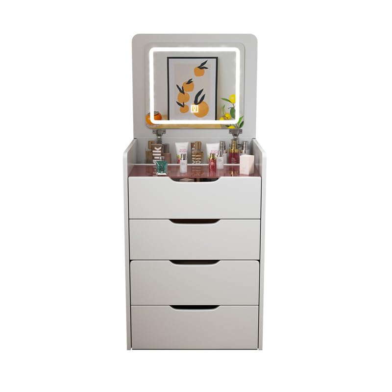 Tavolo da trucco 3 in 1 con specchio ribaltabile, design illuminato, sgabello rimovibile e imbottito, per amanti del beau, 48 x 49,9 x 80 cm