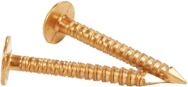 1 1/4" Solid Copper Ring Shank Roofing Nails, 10 Gauge, 3/8" Head, Diamond Point, for Slate Roofing, Gutters, Sheet Metal, Decorative Copper, Saddlery, 1 lb (Approx. 147 Nails), Made in USA