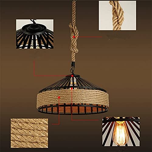 Lumières suspendues rustiques en corde de chanvre pour plafond bas