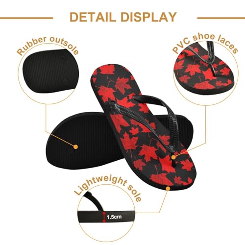 Sinestour Maple Leaf Sketch Orange Maple Leaf Red Flip Flops for Beach Thong Sandals Anti-slip Lightweight Beach Slippers for Summer Travel Swim3