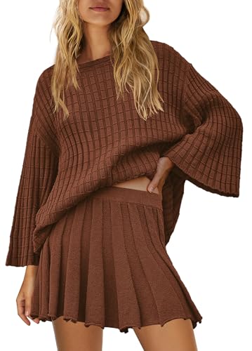 SENSERISE Fall Sweater Sets Skirt Sets Women 2 Piece Outfits