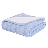 GUOCU Manta de Punto Suave Cálido Tejer Elegante Cobertura para Ver la televisión en la silleta, sofá y Cama Agua Azul 150 * 200cm