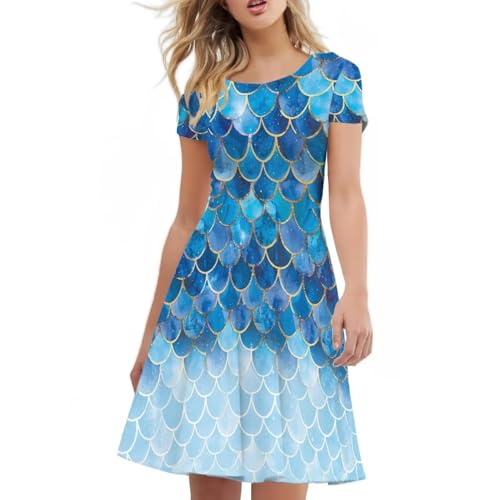 Image of Biyejit Women's Summer Casual Short Sleeve T-Shirt Swing Dress Crew Neck Plus Size S-4XL
