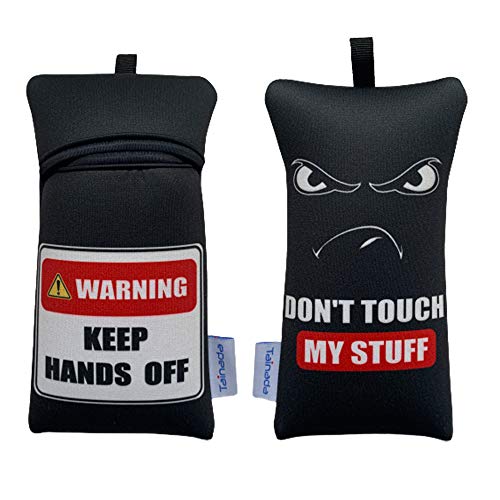 Image of Neoprene Neck Cell Phone Sleeve Bag Pouch w / Clip (Keep Hands Off Black)