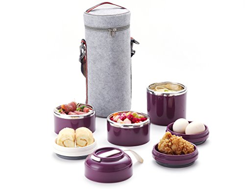 Stackable Bento Lunch Box, Arderlive Stainless Steel Thermal Lunch Box Lunch Container With Lunch Bag & Portable Utensil, Leakproof Insulated Food Container For Office, Camping, Kids #TOP6