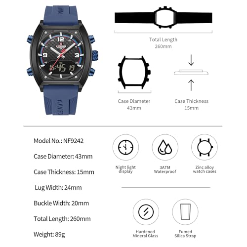 Image of NAVIFORCE NF9242 Dynamic Racing Style Multifunctional Analog-Digital Watch