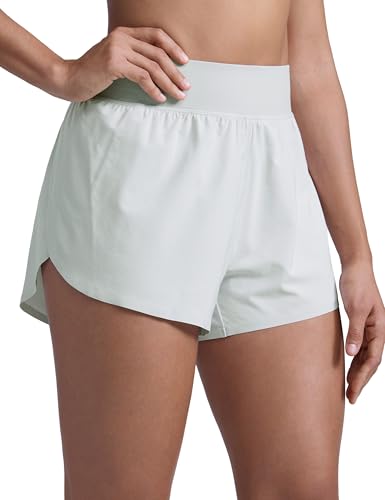 Image of CRZ YOGA High Waisted Split Running Shorts 3 inch | Mesh Liner, Quick Dry, Lightweight, for Women