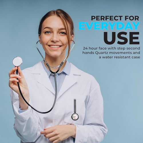 Montre stéthoscope d'infirmière en métal léger avec clip de poche