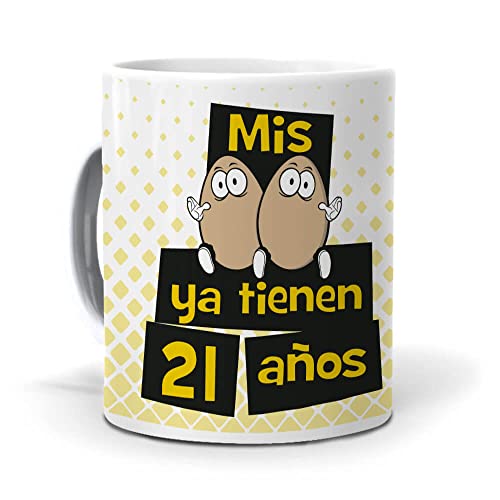 Mundohuevo Caneca Meus Ovos Já Têm 21 Anos. Cerâmica AAA - 350 ml.