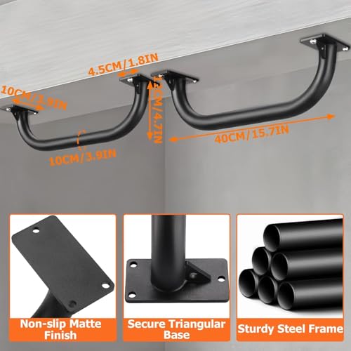 Image of TYB 2PCS Wall Mount Doorway Pull Up Bar, Heavy Duty Strength Training Chin Up Bars, Door Frame Pull-Up Bars Ceiling Wall Mounted, Thick steel Sturdy Hanging Pull-up Bar for Home Gym Workout (Black, 2PCS Wall Mount)