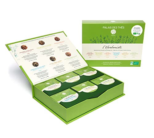 Palais des Thés - Organic L'Herboriste Box - Selection of 36 Premium Herbal Teas - Premium Tea Bags Set, Serves 36 Cups