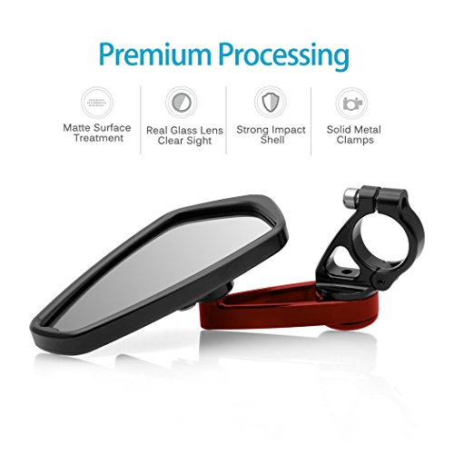 Mzs Bar End Mirrors 7/8 Universal Motorcycle Rear View Mirror Standard Hollow Side Red Compatible With Street Sport Naked Road Bike Cruisers Touring Scooter #TOP2