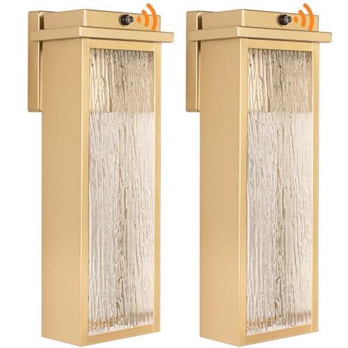 Image of VenzBlomia 16 inch Dusk to Dawn LED Gold Outdoor Light Fixtures Wall Mount 2 PK