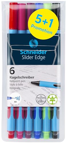 Schneider 152284 Slider Edge XB Kugelschreiber (Strichstärke: XB, dokumentenecht, Dreikant-Stift) 5+1 Stück