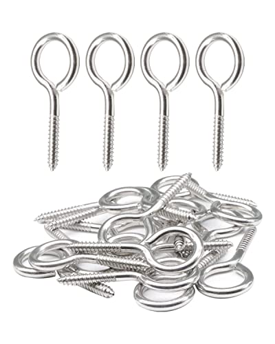 100 Pcs 304 Stainless Steel M3 Eye Bolts | 1-1/2 Inch Screw Eyes, Heavy Duty Anti-Rust | Self Tapping Eye Lag Screws for Wood, Cable/Wire Securing, Indoor/Outdoor | By IMSCREWS