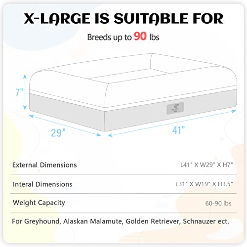 Yiruka Xl Dog Bed, Dark Grey Orthopedic Dog Bed, Washable Dog Bed With [Removable Bolster], Waterproof Dog Bed With Nonskid Bottom, Pet Bed, Dog Beds For Extra Large Dogs #TOP3