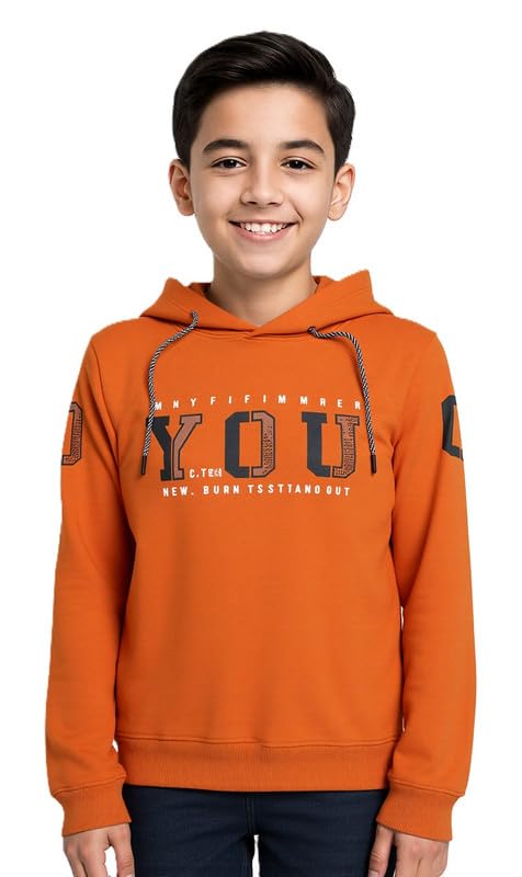 CAVIO Boys Full Sleeve Printed Hooded Sweatshirt – Casual Winter Wear for Kids