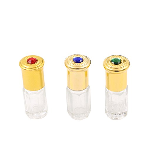 Wilotick Bottiglie vuote ricaricabili in vetro trasparente da 3 ml, profumo da viaggio, profumo, oli essenziali, flaconcini per cosmetici e lozioni