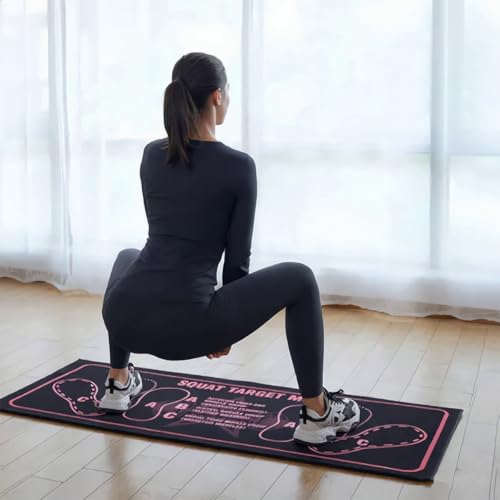 Alfombrilla Squat Target con Marcadores de Posición - 31.5"x13.8" Alfombrilla Antideslizante para Ejercicio en Casa, Entrenamiento de Forma para Sentadillas, Ejercicios de Parte Inferior del Cuerpo, Superficie de Secado Rápido miniatura 3