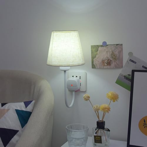 Lámparas de pared LED 9W con enchufe interruptor y pantalla de tela regulable 6