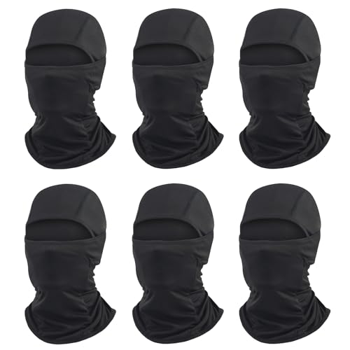 6 Packs Ski Mask Sun UV Protection Hood Breathable, Balaclava Face Mask for Men Women - Motorcycle Fish (6Pcs Black M, One size)