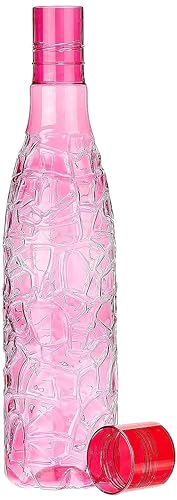 Image of Floraware Food Grade Premium Plastic Fridge Round Water Bottle, Drinking Bottle, 1000ml Pack of 6, Pink